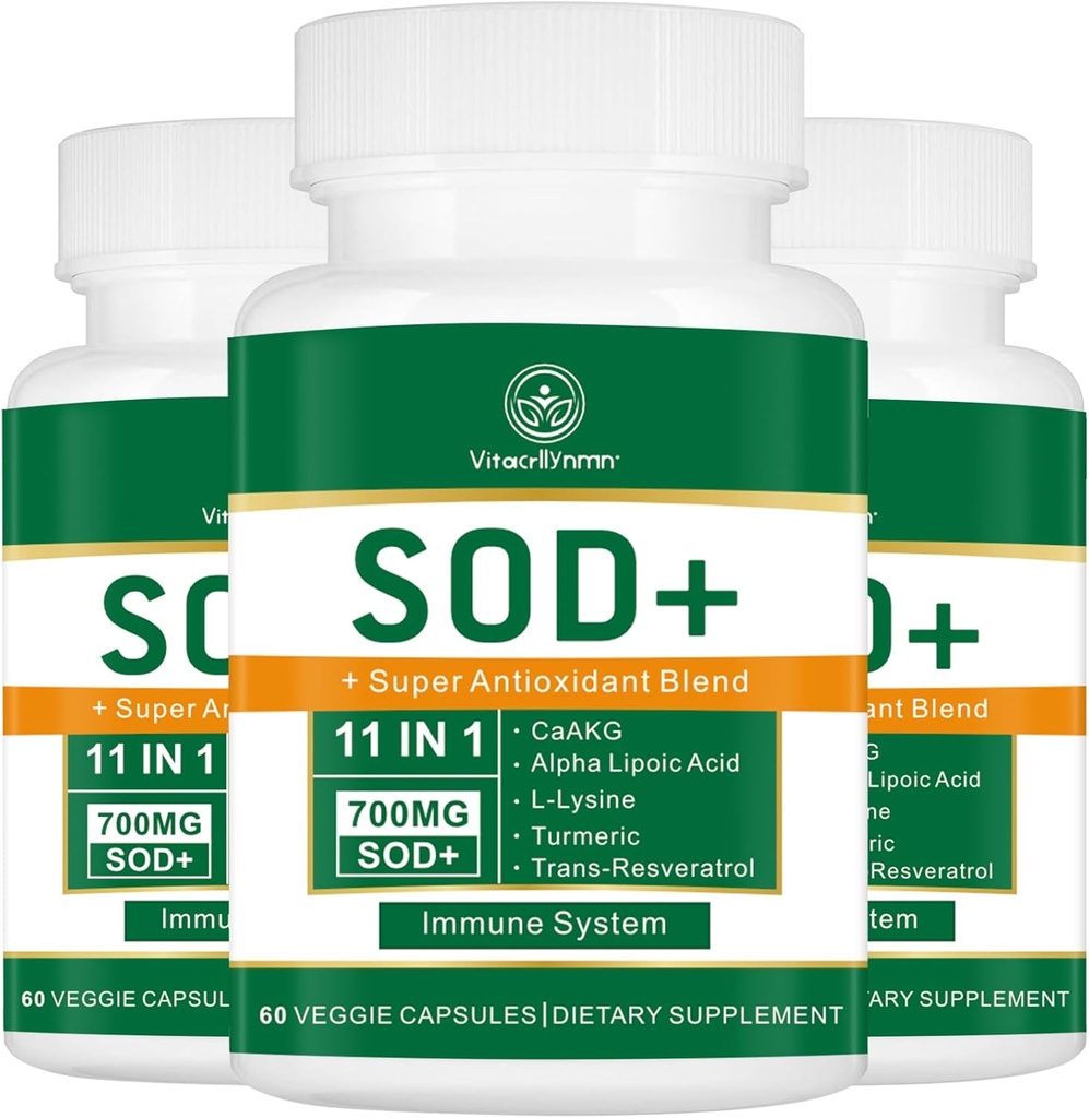 700MG Sod Superoxide Dismutase Supplement - High Potency Antioxidant Supplement for Cellular Health - 180 Capsules