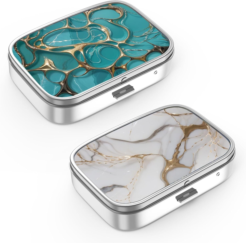 Pill Box 2 Compartiment petit cas de pilule, Portable pour Pocket ou Purse Pill Organizer Porte-conteneur de pilule pour tenir les vitamines, médicaments, huile de poisson et suppléments(2PCS)