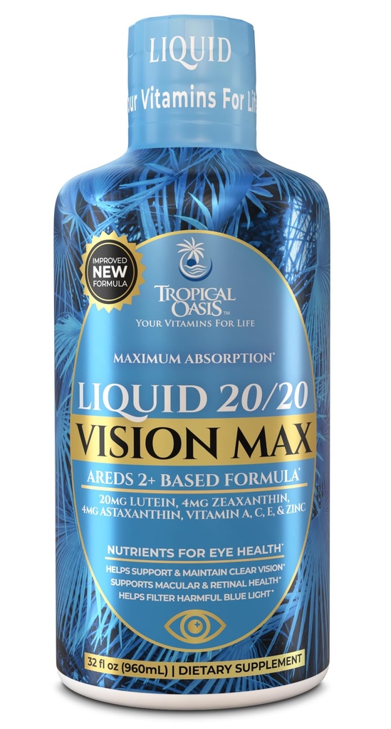 Liquid 20/20 Vision - Augen-Vitamin-Formel w/20mg Lutein, 4mg Zeaxanthin, 4mg Astaxanthin für Vision-Unterstützung –Max Absorption- Großer Geschmack und keine Pillen zu Swallow– 32 Serv, 32oz