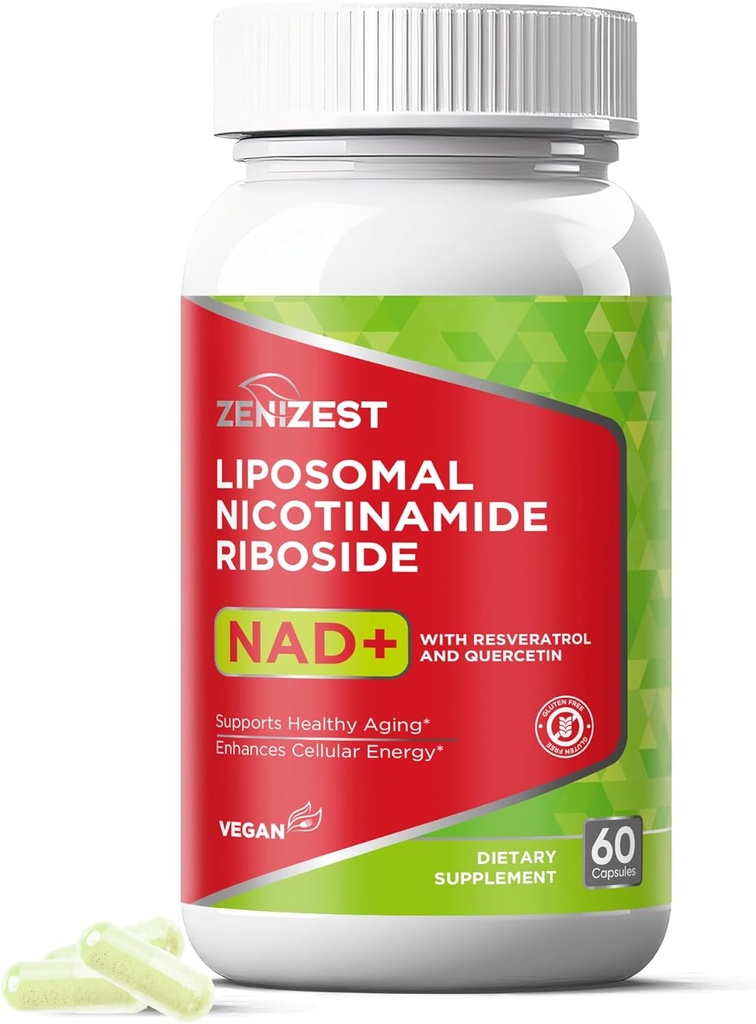 NAD+ Ergänzung NMN Alternative - Liposomal Nicotinamid Riboside mit Resveratrol & Quercetin für Anti-Aging Cell Regeneration Energy Focus für Männer Frauen