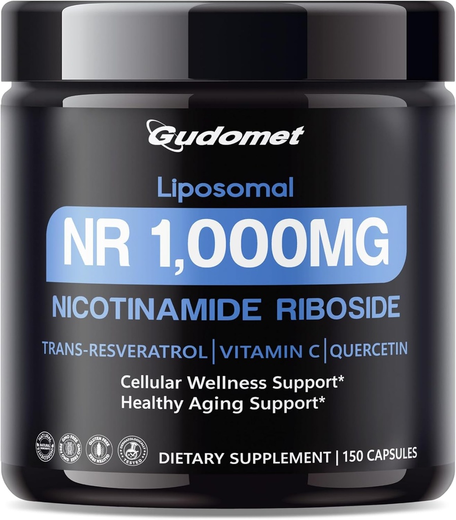 Liposomal NR (Nicotinamid Riboside) mit Trans-Resveratrol, Vitamin C & Quercetin – Unterstützt Cellular Wellness & Healthy Aging -150 Kapseln- Made in USA