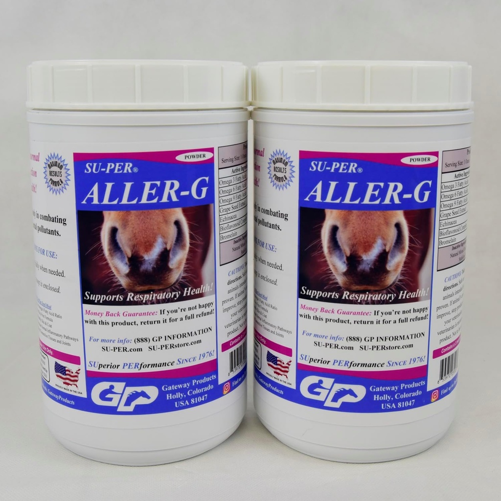 SU-PER Aller-G Respiratorische Unterstützung für Pferde - Pferde Allergy-Ergänzungspulver für gesunde Immunsystem & Lung Unterstützung - Bekämpfung von Allergien und Umweltverschmutzung - 2,5 Pfund, (2 Pack)