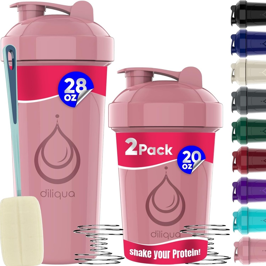 2 PACK, 28 oz & 20 oz Shaker Bottles mit leistungsstarken Draht Whisks für Proteinmischungen | Leakproof Blender Shaker Bottle Pack | BPA-Free & Geschirrspüler Safe | Shaker Bottle | Shaker Cups für Shaker