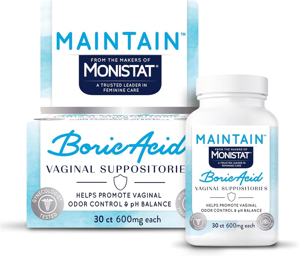 von den Erbauern von Monistat, erhalten Borsäure-Suppositorien für Frauen, Fragrance-Free Inserts für Vaginal Odor Control und pH Balance ohne Irritation, 30 Zähler