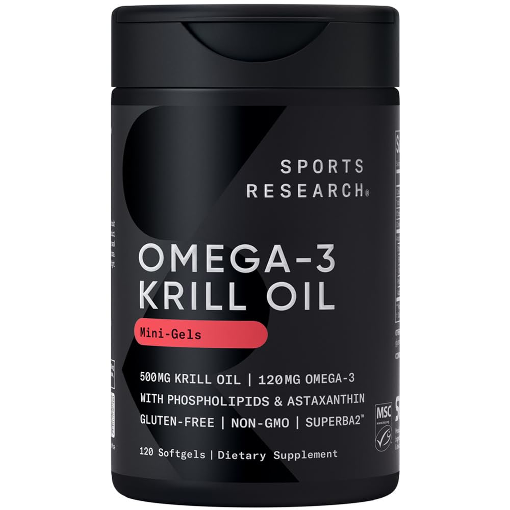 Sportforschung Krillöl-Ergänzung mit EPA & DHA Omega 3, Phospholipide & Astaxanthin aus antarktischem Krill - Höchste Konzentration von Krillöl für Männer und Frauen - 500 mg, 120 Softgel-Kapseln