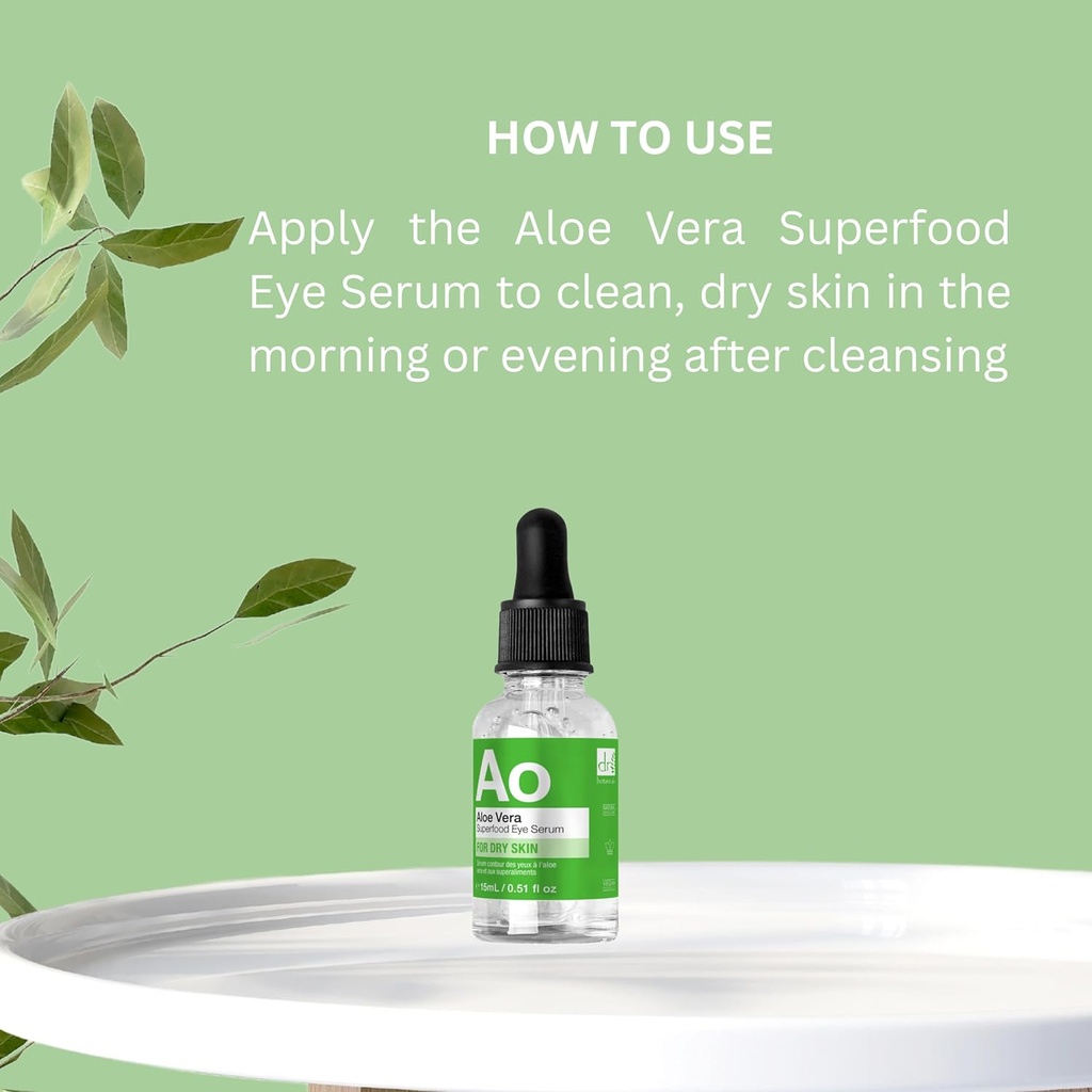 Dr Botanicals Aloe Vera Serum Eye Serum for Dark Circles and Puffiness - Formule hydratante et apaisante pour la plomberie - Réduire la puffines et les lignes fines