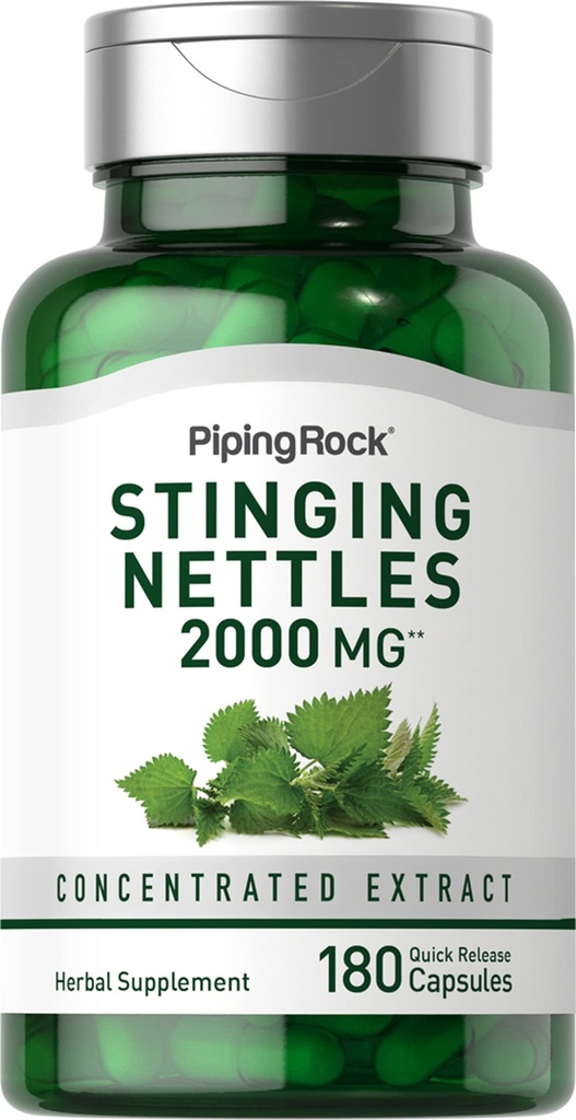 Piping Rock Sting Nettle Kapseln 2000 mg | 180 Pillen | Konzentrierter Blattextrakt | Non-GMO & Gluten Kostenlose Kräuterergänzung