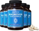 Complexe de Magnésium Zentastique - 600 Capsules de Magnésium - Glycinat de Magnésium Chélaté, Malé, Taurat et Lactate - Soutien os, muscles