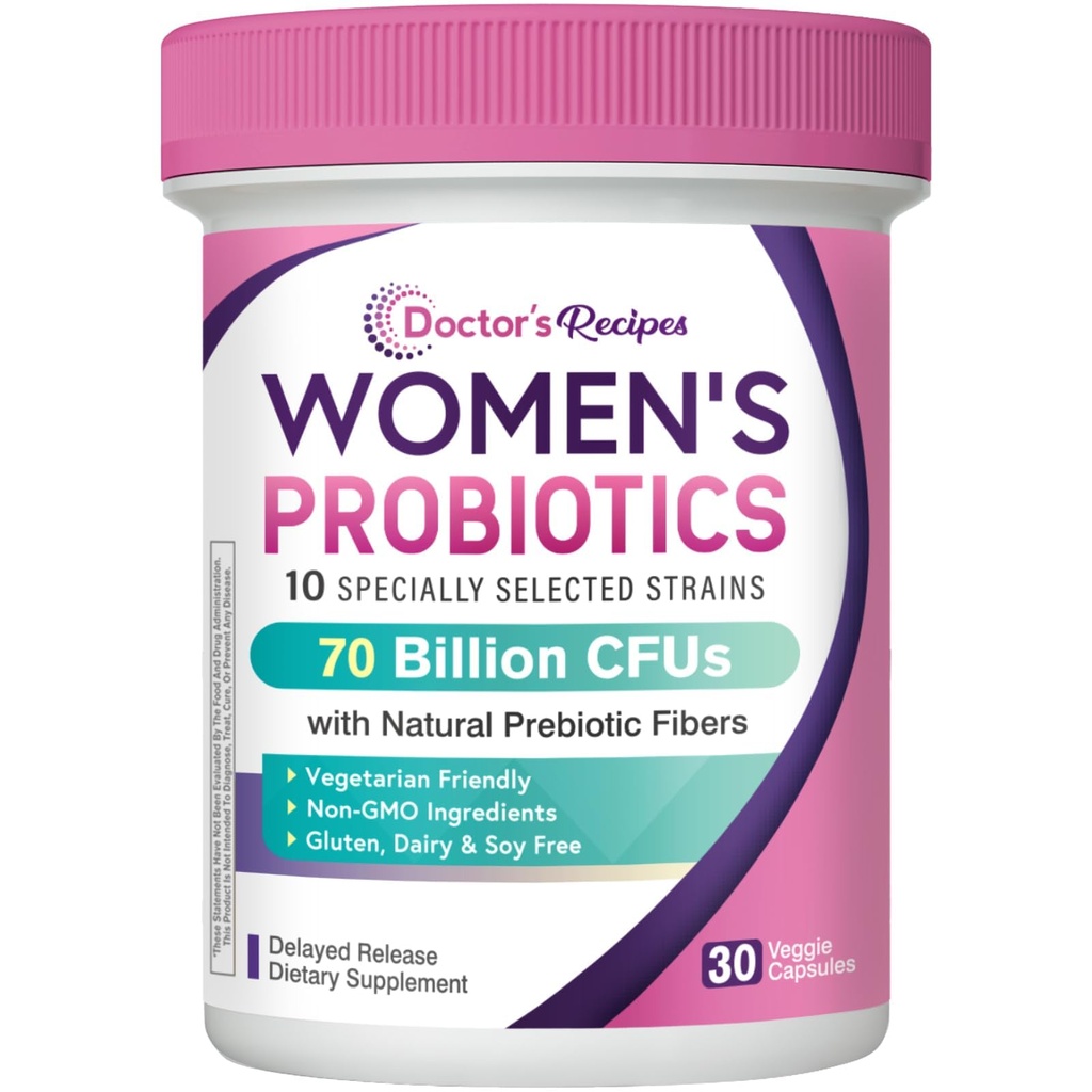 Probiotics for Women, Organic Prebiotics and Probiotics, 70 Billion CFU, 10 Strains, Shelf Stable, 30 Kapseln