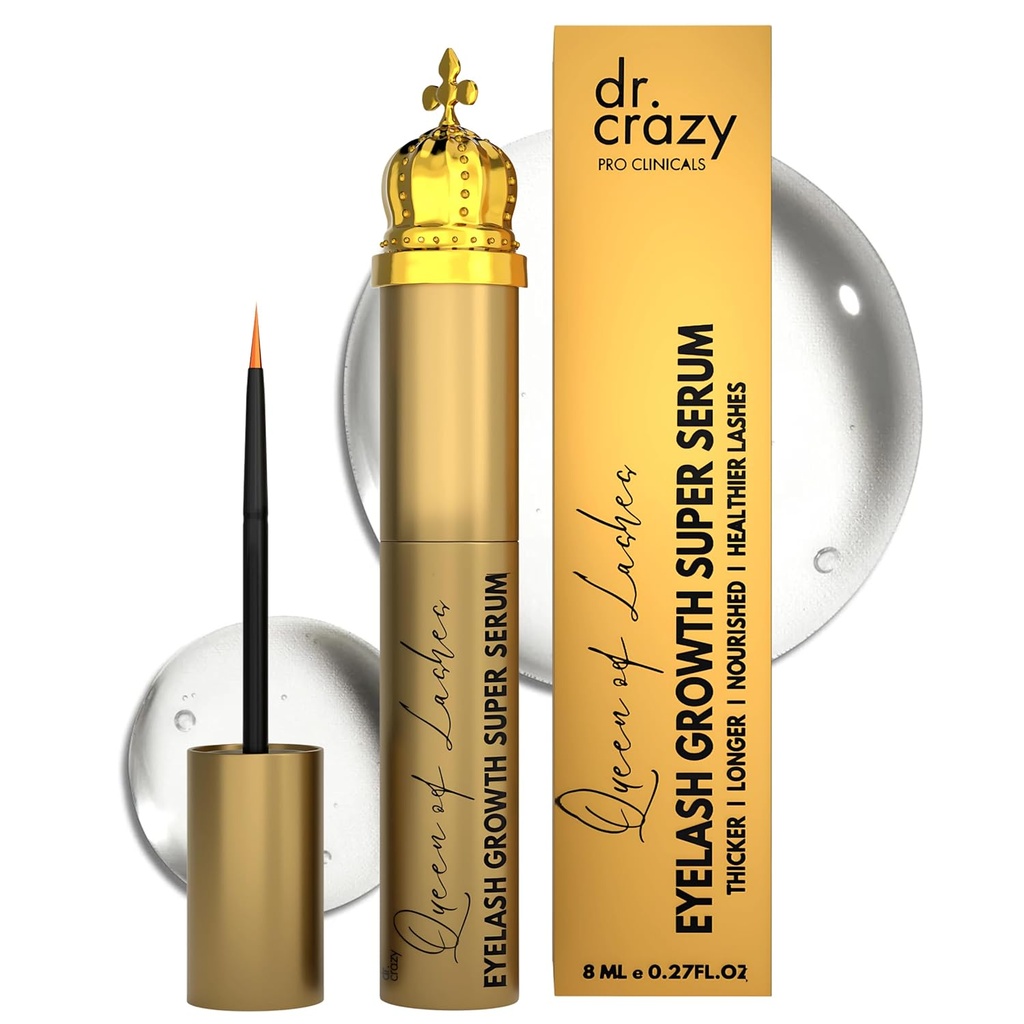 Queen of Lashes Peptide Growth Serum - Lash & Brow Enhancer mit Peptiden & Ginseng Root Extract - Hormonfrei, Ophthalmologin Getestet Formel für längere, Fuller Lashes (8 mL)