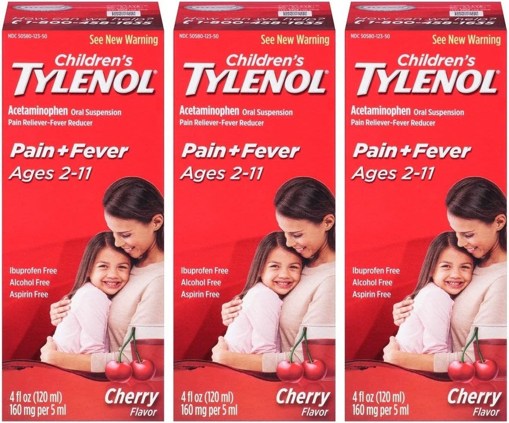 Tylenol Chld Cherry Liq Taille 4 Fl oz Tylenol Blast de cerise pour enfants Suspension orale Pack de 3