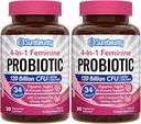 Probiotika für Frauen, 120 Billion CFU 34 Strains, Präbiotika, Verdauungsenzyme, Cranberry, 4-in-1 Feminine Probiotic, Digestive, Vaginal, Immununterstützung, 60ct (Pack von 2)