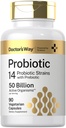 Doctor's Way Probiotic Supplement: 50 milliards d'organismes actifs: 90 capsules: 14 souches avec prébiotique: pour les hommes et les femmes: Végétarien, Non-OGM, Sans gluten