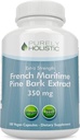 Extrait d'écorce de pin purement holistique 350mg 180 Capsules de végétaliens 95% Proanthocyanidines - Extrait d'écorce de pin Maritime française - Supplément antioxydant sans OGM et pesticides