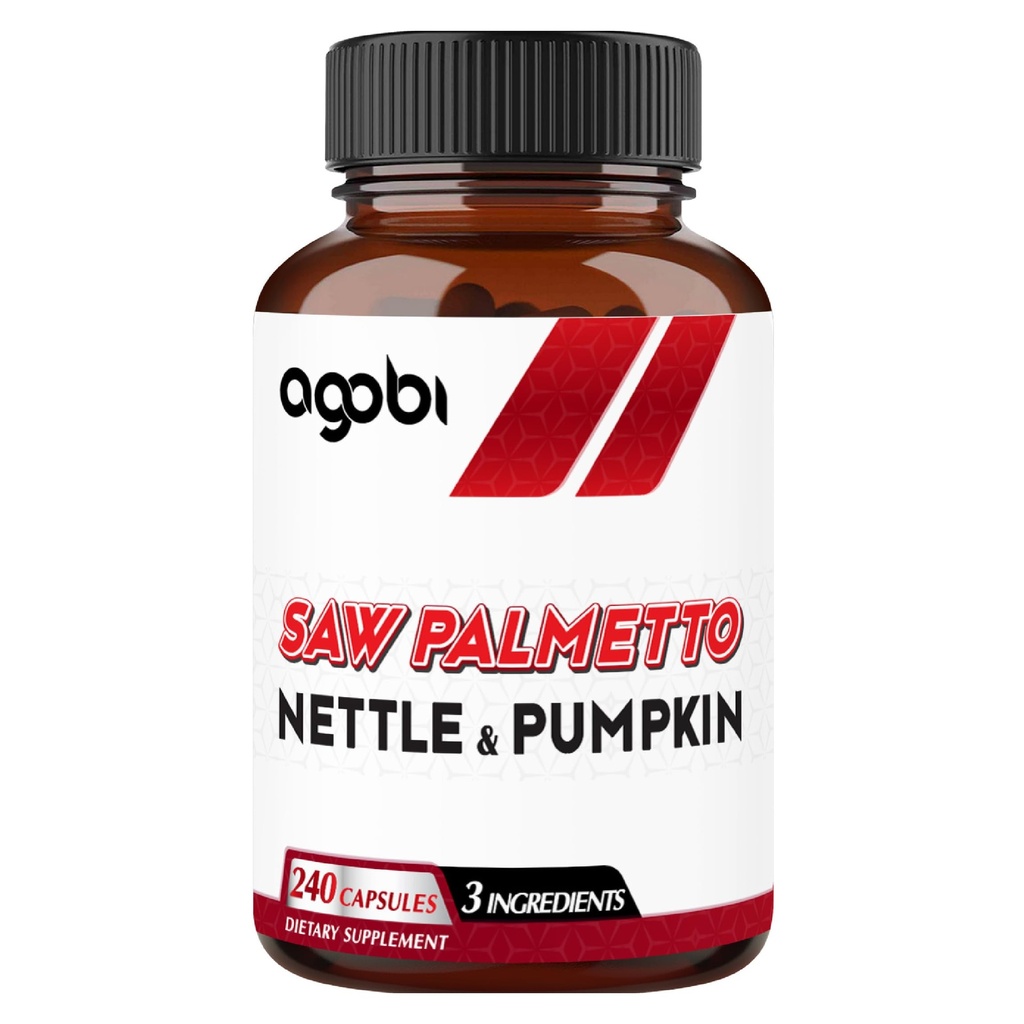 agobi Saw Palmetto Ergänzung mit Nettle Leaf & Kürbis - Unterstützung für restful Mood, Haargesundheit, Immunsystem & Energie Produktion - 240 Veggie Kapseln für 4-Monat Suppply