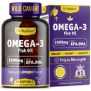 Omega-3 Fischöl, 3500 mg, High EPA & DHA – Kein Fishy Taste, einfach zu schlucken, Burpless, Natural Lemon – Unterstützt Herz, Gehirn & Gelenke Gesundheit – 90 Softgels – Wild Caught.