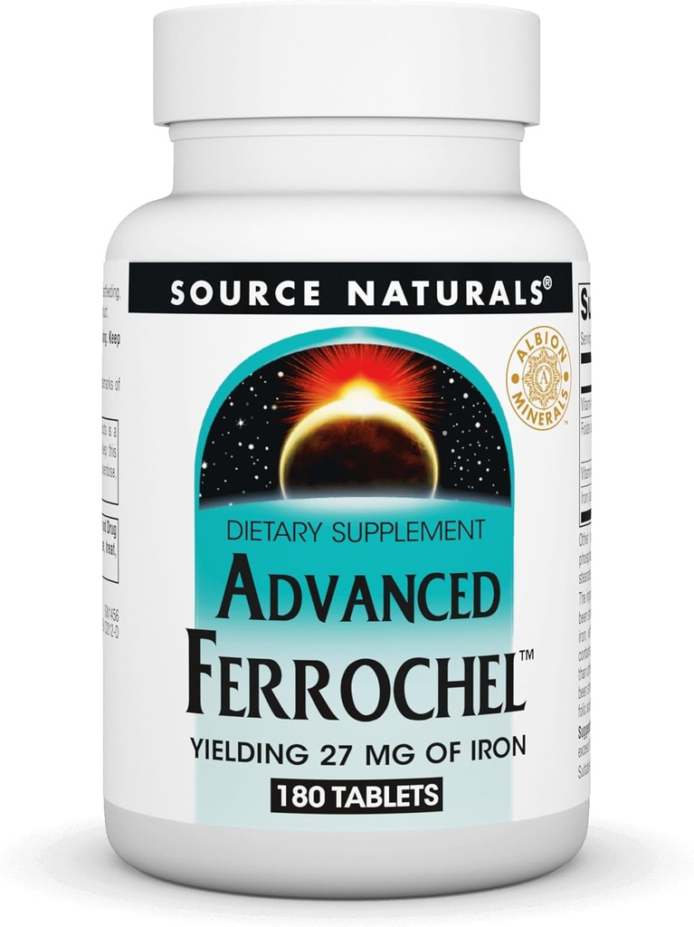 Quelle Naturals Advanced Ferrochel, Nahrungsergänzung Ausbeute 27 mg Eisen - 180 Tabletten