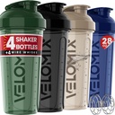 VELOMIX -4 PACK- 28 oz Bouteilles Shaker pour Secouer Protéines - 4x Wire Whisk.
