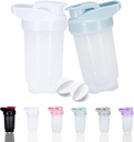 Shaker Bottle Protein Shakes Cup and 10-Ounce/300ML Shaker-Bottle with Whisk Balls, Protein Shakers Bottles Set, Non-BPA plastic (White+Blue(2PCS))