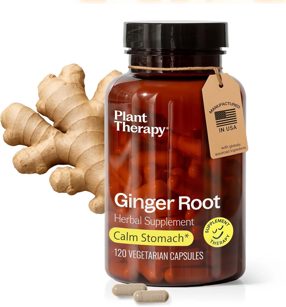 Pflanzentherapie Ginger Root Capsules Hergestellt in den USA 4 Monat Versorgung Beruhigt Upset Stomachs, unterstützt Verdauungs Immun Gesundheit, Potent Extract Ergänzungen für Frauen & Men 120 Vegetarische Kapsel