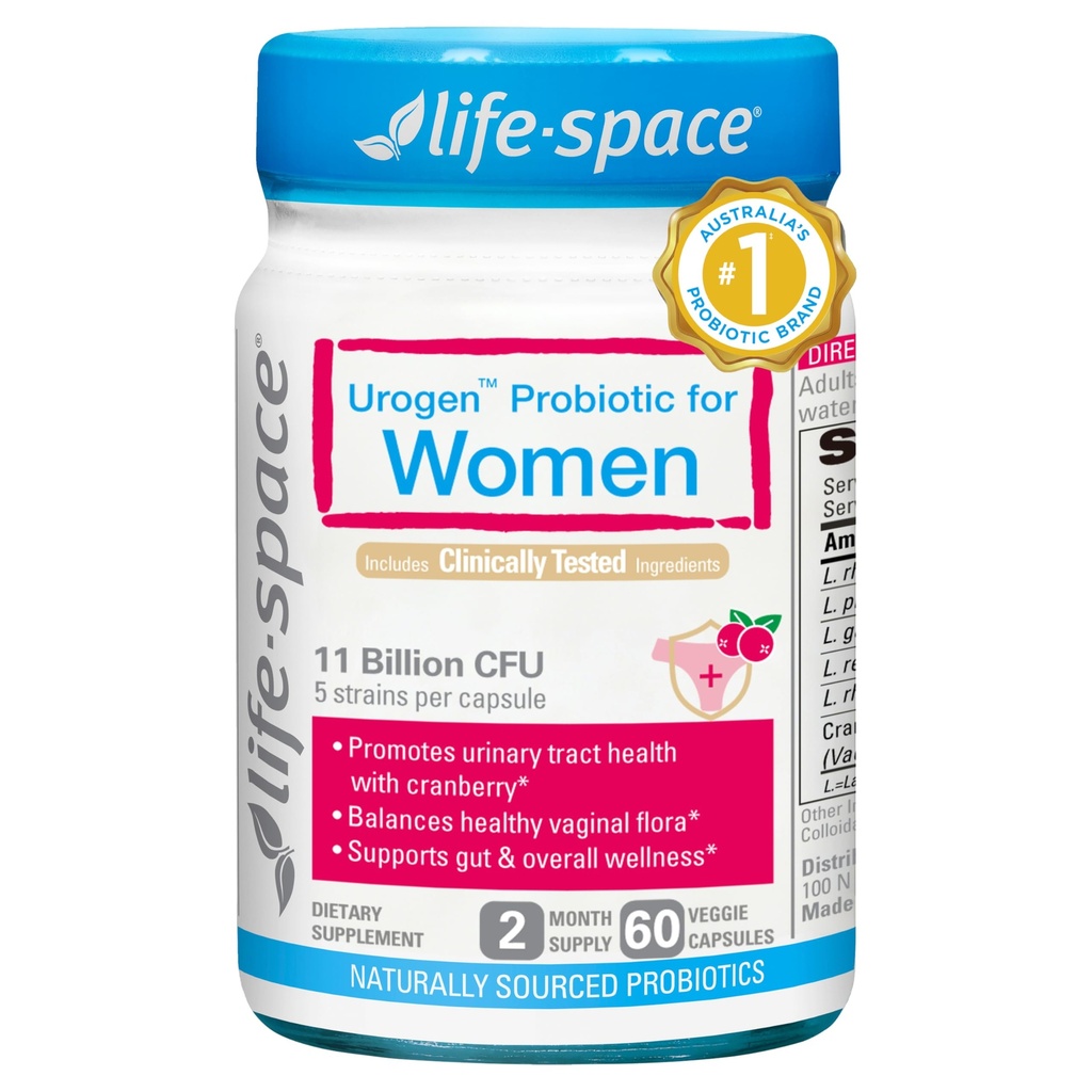 Life-Space Urogen Probiotic mit Cranberry für Urinary Tract Health, Women's Probiotic mit Lactobacillus rhamnosus&reuteri. für Vaginal Health, 11 Billion CFU pro Kapsel, 2-Monat Serving-60 Kapseln