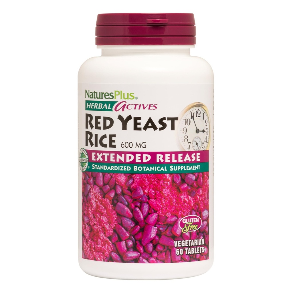 NaturesPlus Kräuter-Aktive Rote Hefe-Reis, erweiterte Veröffentlichung - 600mg, 60 Vegan Tabletten - Kräuter-Ergänzung - Cholesterol-Unterstützung - Vegetarisch, Glutenfrei - 60 Servierungen
