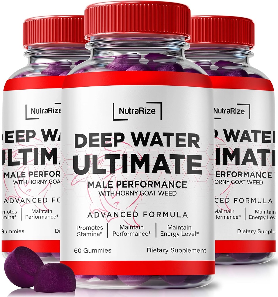 NutraRize (3 Pack) Deep Water Ultimate Male Gummies - Official Deep Water Male Essentials, Premium Deepwater Ultimate Gummies für Männer, Deep Water Ultimate Männlich Gummy, Performance Review (180 Gummis)