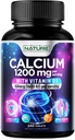Calcium 1200mg mit Vitamin D3 für beste Absorption - Fortgeschrittene Knochenunterstützungsergänzung, 1200 mg Calciumcarbonat & 1600 IU Vitamin D3, langsame Freisetzung für Immununterstützung, leicht zu schlucken, 240 Tabletten