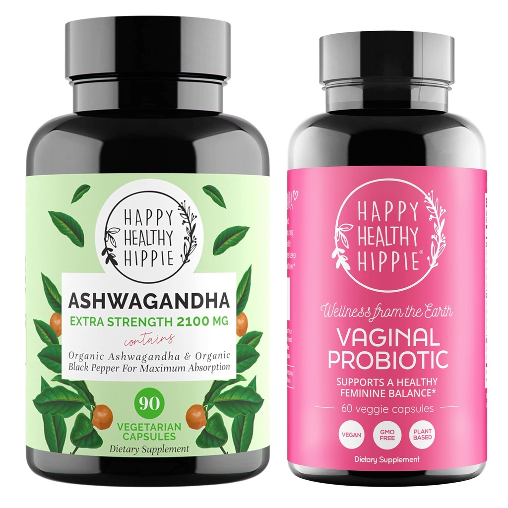 Happy Healthy Hippie Vaginal Probiotiques pour les femmes et l'ashwagandha biologique