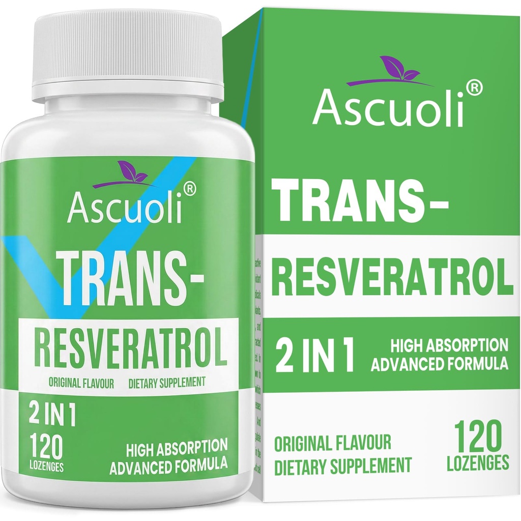 Sublingual Trans-Resveratrol Purity 99%, 3-en-1 Supplément de formule avancée Resveratrol pour Boost NAD+, Immune & Energy Support, Anti-Aging, Skin & Global Health, 120 Lozenge (120 jours d'approvisionnement)