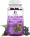 Sugar Free Calcium Magnesium Zink Gummi mit Elderberry und Sea Moss, Calcium Magnesium 2:1, Magnesium Glycinat, Kalium und Vitamin D3 für Knochen, Muskeln, Kalm Mood & Sleep Support, 60 Gummis