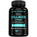 Vital Vitamine Multi Collagen für Damen und Herren - Typ I, II, III, V, X - Gras Fed, Non-GMO - 150 Kapseln