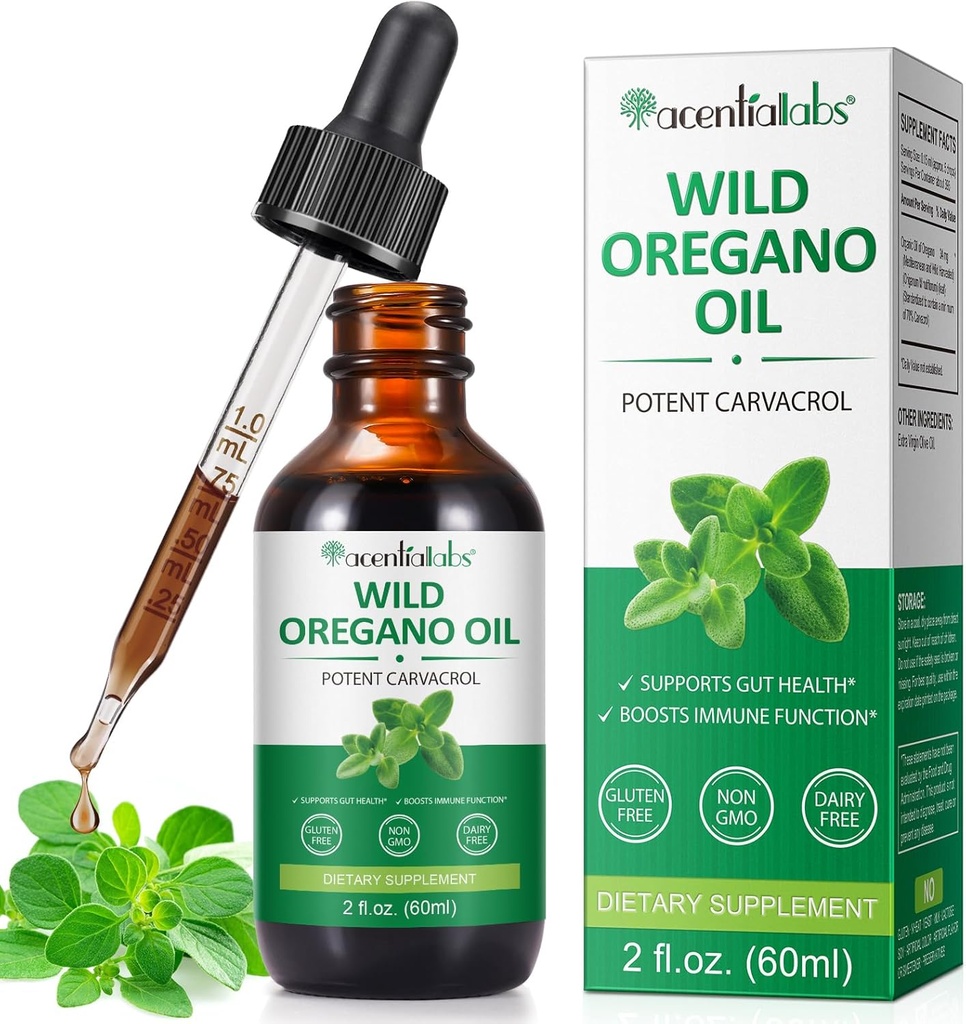 Organische Oregano Öl-Flüssigtropfen, Konzentrierte Pflanzen basiertes Wild Oregano extrahiertes Öl oder Men & Women Boosting Immune/Energy, Förderung des Verdauungssystems, Non GMO Vegan 60ML/2 Fl Oz