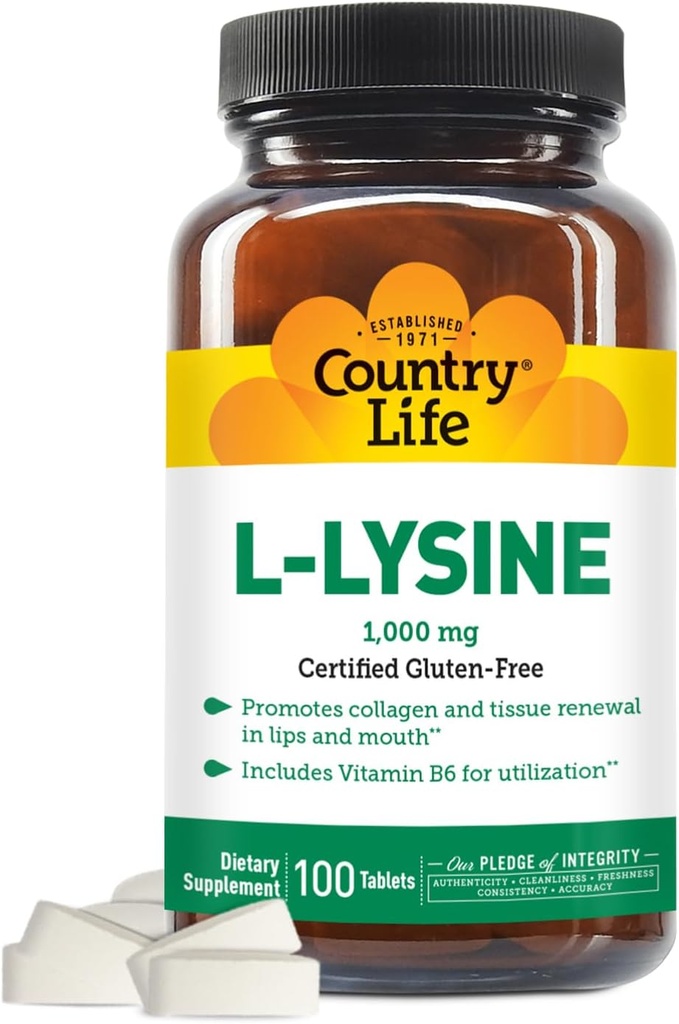 COUNTRY LIFE VITAMINS L-Lysine 1000 Mg mit B-6, 2.5 Pfund