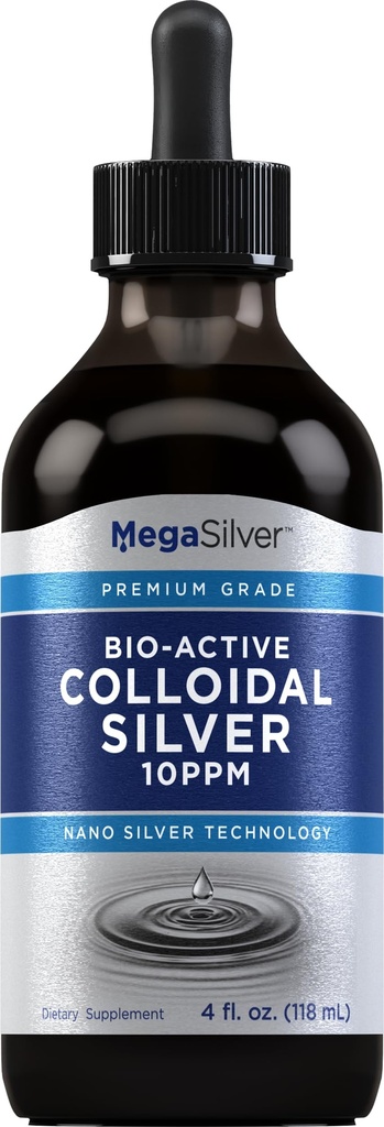 Pipping Rock Colloïdal Silver gouttes liquides de 10 ppm de 4 oz de Bio Active Grade Premium de Nano Silver Technology de Nano, sans gluten