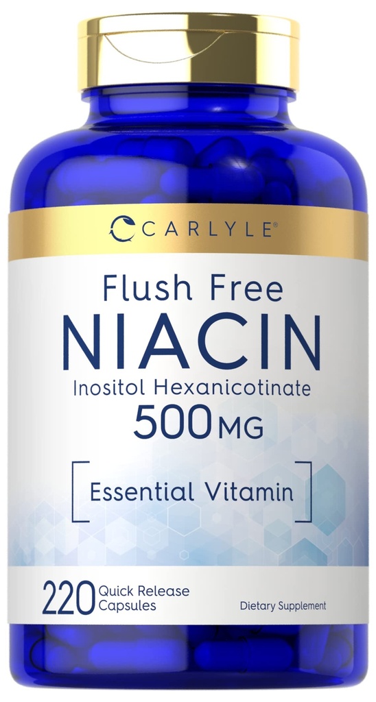 Carlyle Niacin Flush Free 500mg. 220 Capsules.