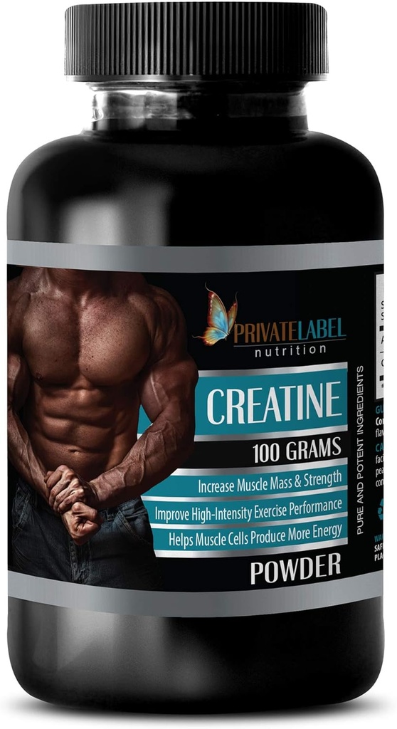 PRIVATE LABEL LLC Muskelaufbau Ergänzungen - CREATINE Pulver 100 Gramm - Kreatin Monohydrat - 1 Flasche (100G Pulver)