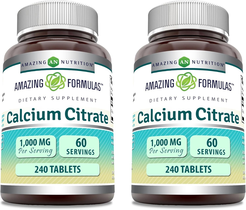 Erstaunliche Formeln Calcium Citrate Supplement | 1000 Mg | Tabletten | Non-GMO | Gluten Free | Made in USA (2 Pack, 240 Count)