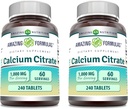Erstaunliche Formeln Calcium Citrate Supplement | 1000 Mg | Tabletten | Non-GMO | Gluten Free | Made in USA (2 Pack, 240 Count)