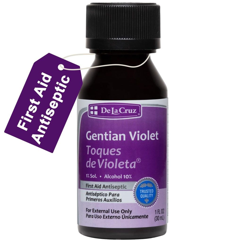 De La Cruz Gentian Violet - Violeta de Genciana 1% Erste Hilfe Antiseptikum für Schnitte, Schrott und Burns, 1 FL OZ