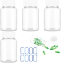 Bouteilles en plastique transparent 4Pcs, contenants de médicaments vides de 50ml avec bouchons pour poudre liquide solide