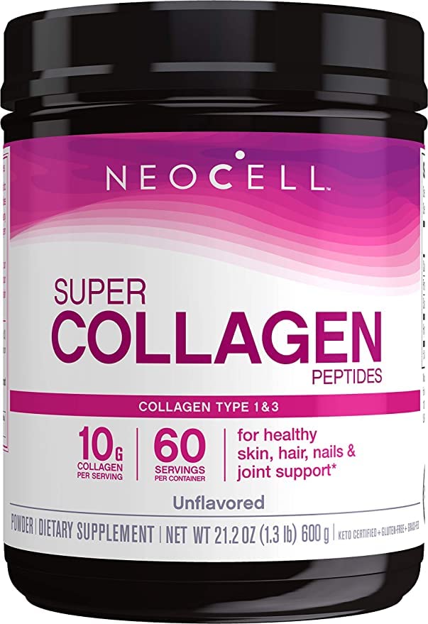 NeoCell Super Collagen Peptides, collagène gazonné de types 1 et 3, non aromatisé, 21.2 Ounces (paquet mai vary)