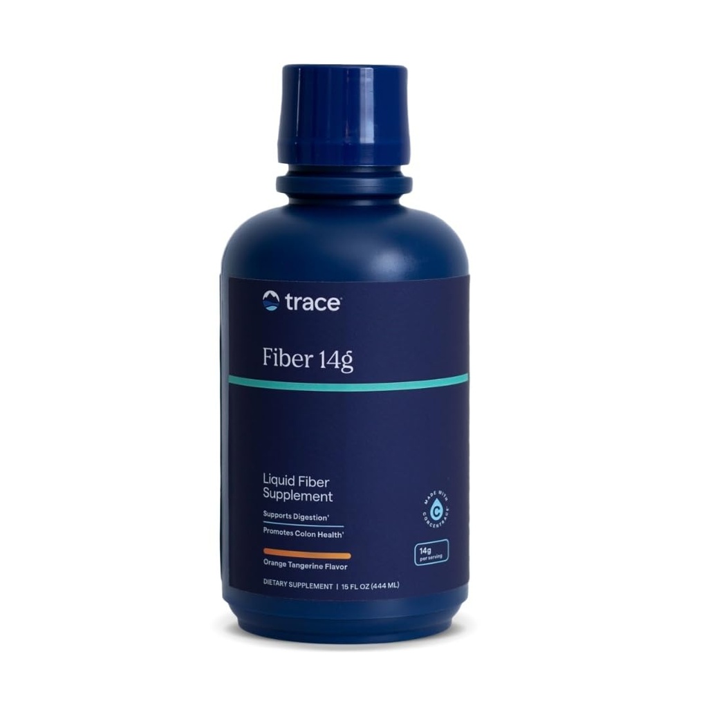 Trace Minerals Fibre 14g - Supplément de fibre pour la santé des colonies et le soutien digestif - Flore de Gut équilibré - Supplément liquide - Sans gluten - Vegan - Arôme orange Tangerine - 15 fl oz (15 portions)