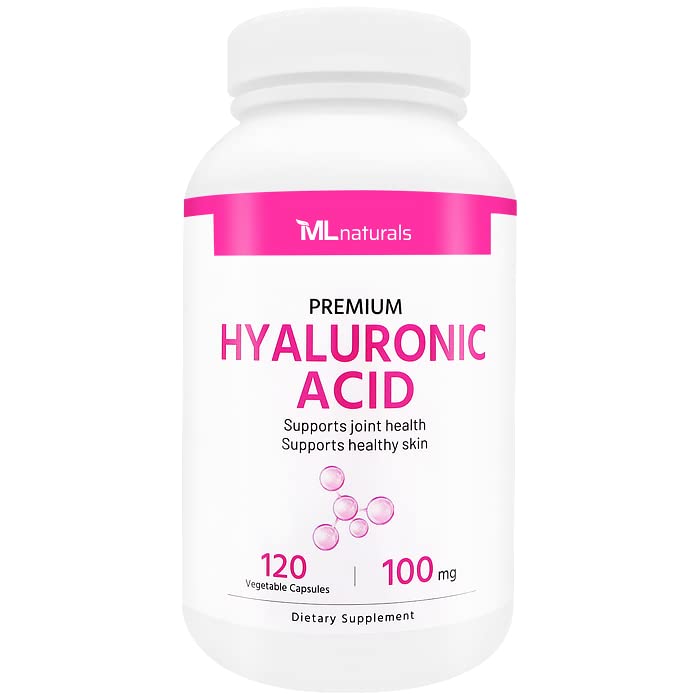 ML Naturals Premium Hyaluronsäure 100 mg 120 Vegetable Capsules, One a Day (4 Month Supply), Premium Quality, NSF-Certified & cGMP-Compliant.