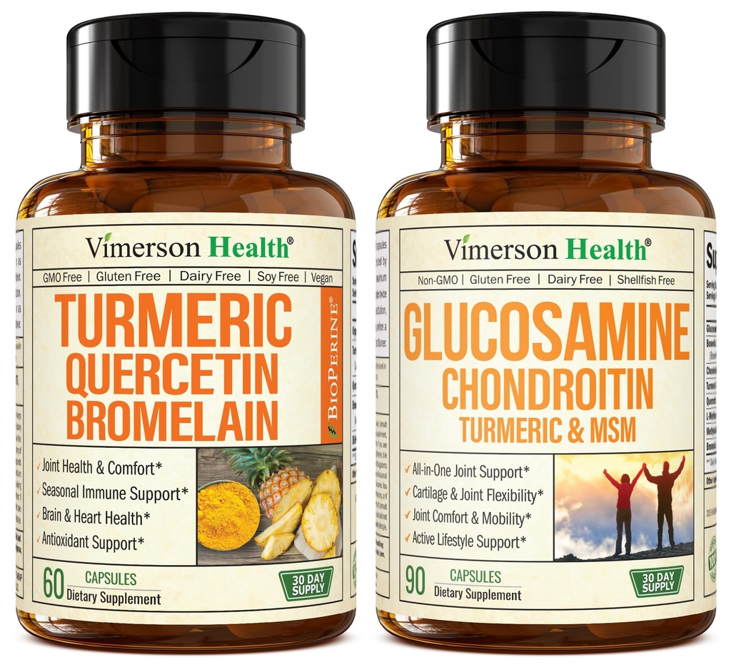 Quercetin mit Bromelain und Turmeric Curcumin & Glucosamine Chondroitin MSM und Turmeric Joint Support Supplement