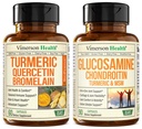 Quercetine avec Bromelain et Curcumine Turcuma & Glucosamine Chondroitine MSM et supplément de soutien mixte Turcuma