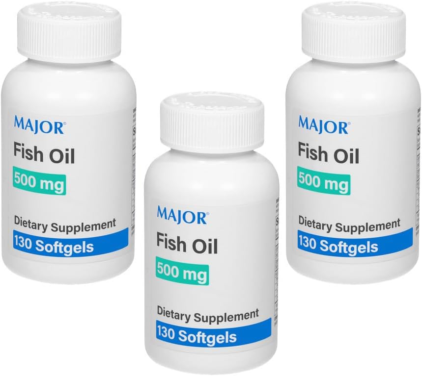 MAJOR Fischöl 500mg Softgels - Omega-3 Fish Oil Supplement - Nahrungsergänzung - 130 Count (3 Pack)