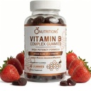 O NUTRITIONS Vitamin B Complex Vegan Gummies mit Vitamin B12, B7 als Biotin, B6, B3 als Niacin, B5, B6, B8, B9 als Folate für Stress, Energie und gesundes Immunsystem (1 Packung)