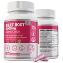 Beet Root Capsules 2000mg Nitric Oxid Ergänzungen w/ Grape Seed Extract, Granatapfelextrakt unterstützt Zirkulation & Blutfluss, Energie für Männer/Frauen, Bio-Beetroot Pulver, Non GMO, 240 Zähler