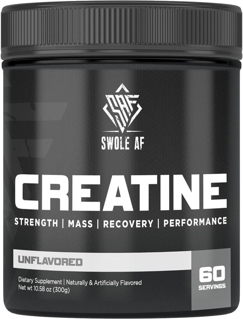 Swole AF | CREATINE Mono | Pre & Post Workout für Muskelaufbau Endurance & Recovery | Nahrungsergänzungsmittel zur Verbesserung der Leistungsfähigkeit & Muskelwachstum